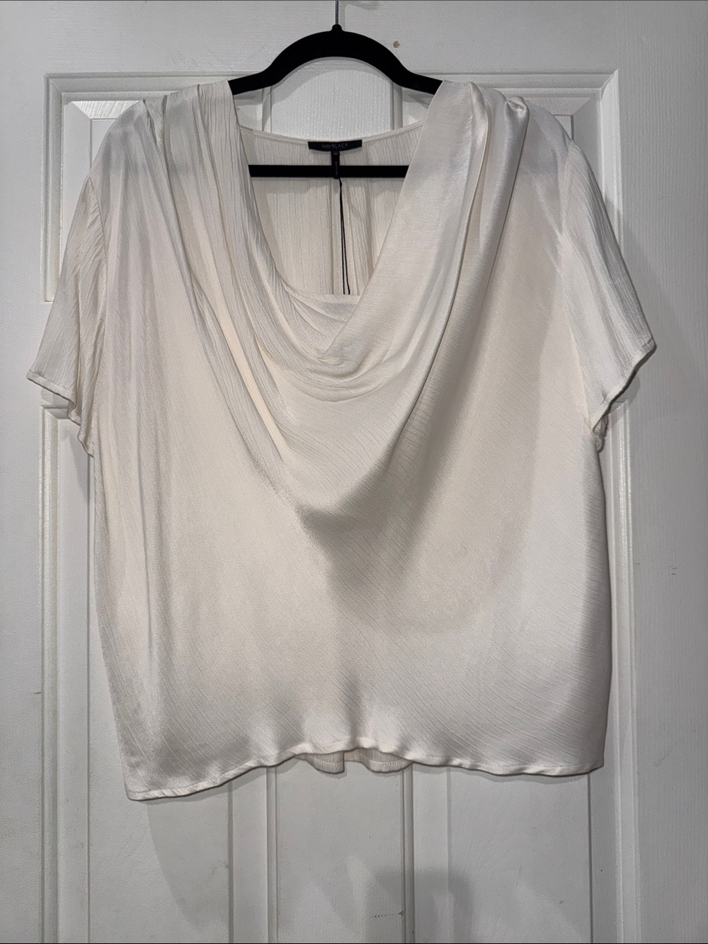 Women's White Cowl Neck Satin Blouse
